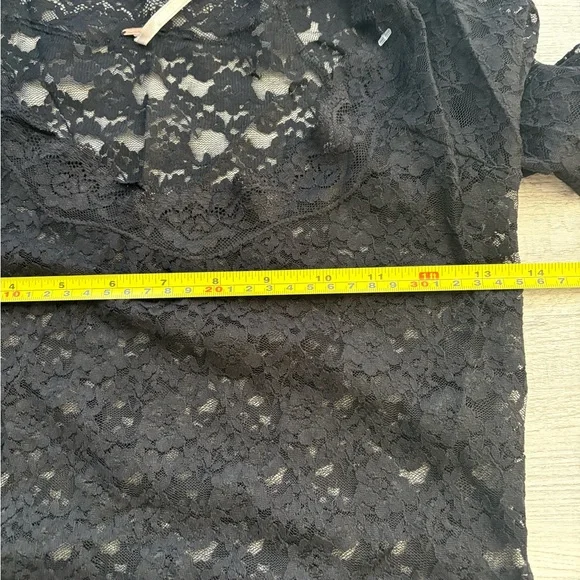 Free People Womens Black Lace Top Long Sleeve Sheer Layering Small NWOT - Picture 9 of 14